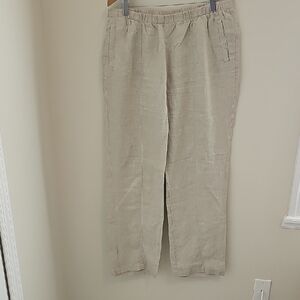 Chico's Light 100 Linen Khaki Pants With Pockets. Size 2 (Large)